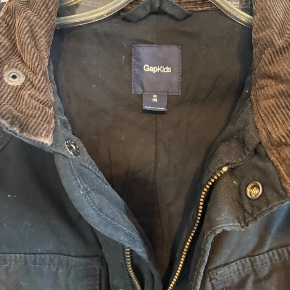 GapKids Black Cotton With Brown Corduroy Collar Medium Weight Size Kids 8